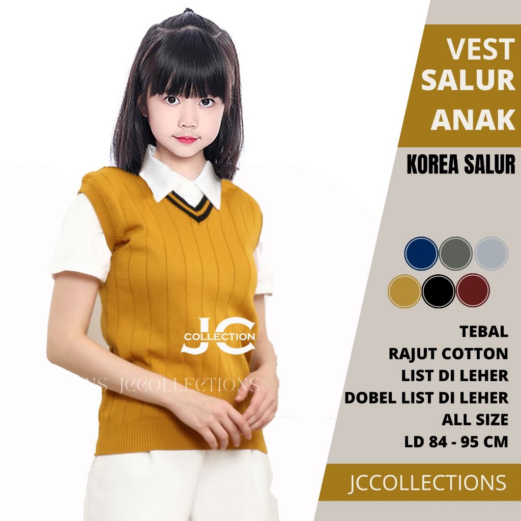 Rompi Rajut Anak / Vest Anak Sekolah Unisex Salur / Rompi Rajut Anak Seragam / Vest Seragam Sekolah 