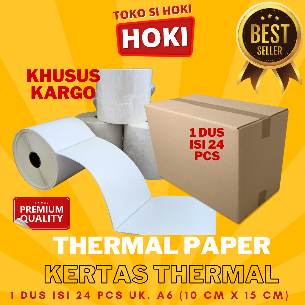 

[KHUSUS KARGO] Kertas Label Thermal 100x150 mm 1 Dus 24 Roll / Label Thermal Barcode Roll A6