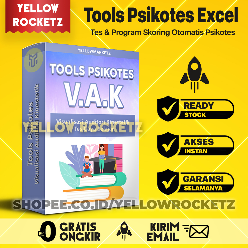 TOOLS PSIKOTES VAK - Alat Tes Psikologi Visual Auditory Kinesthetic - Pengukur Gaya Belajar