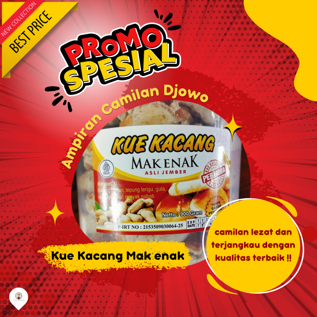 

Kue Kacang Mak Enak Jember ORI / Janit Cookies Mak Enak /Kue Kering Mak Enak - Ampiran Camilan Djowo