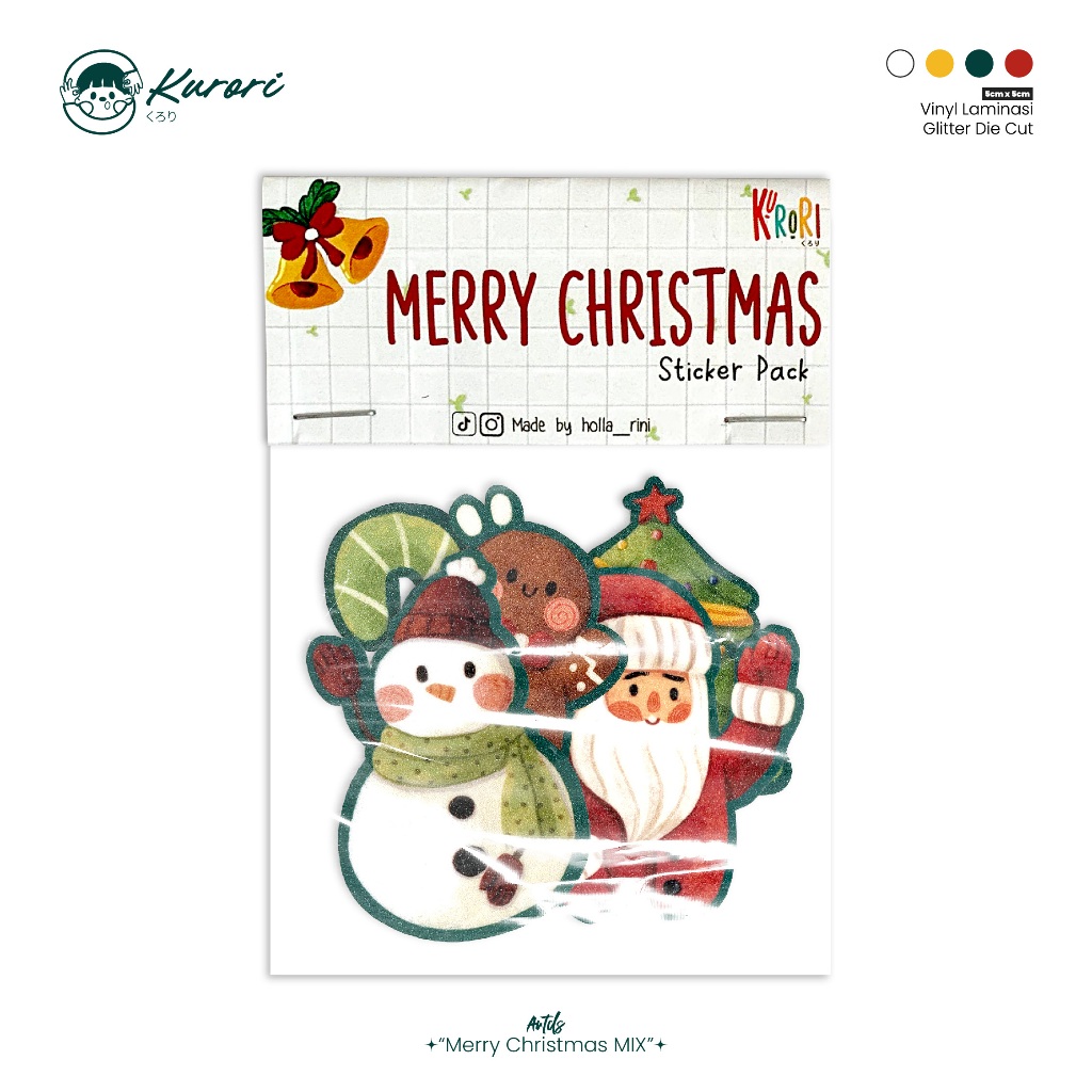 

Kurori Merry Christmas Sticker Pack Sticker Christmas Sticker Natal premium Sticker pack Glitter souvernir kado