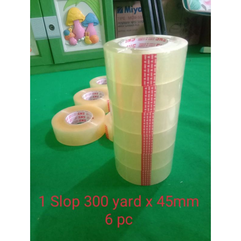 

Lakban bening 1 slop 300 y eco x 45mm SNS Sticky N Strong