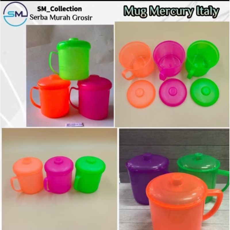 Cangkir kopi/water cup/gelas bening plastik/gelas minum teh/mug mercury italy