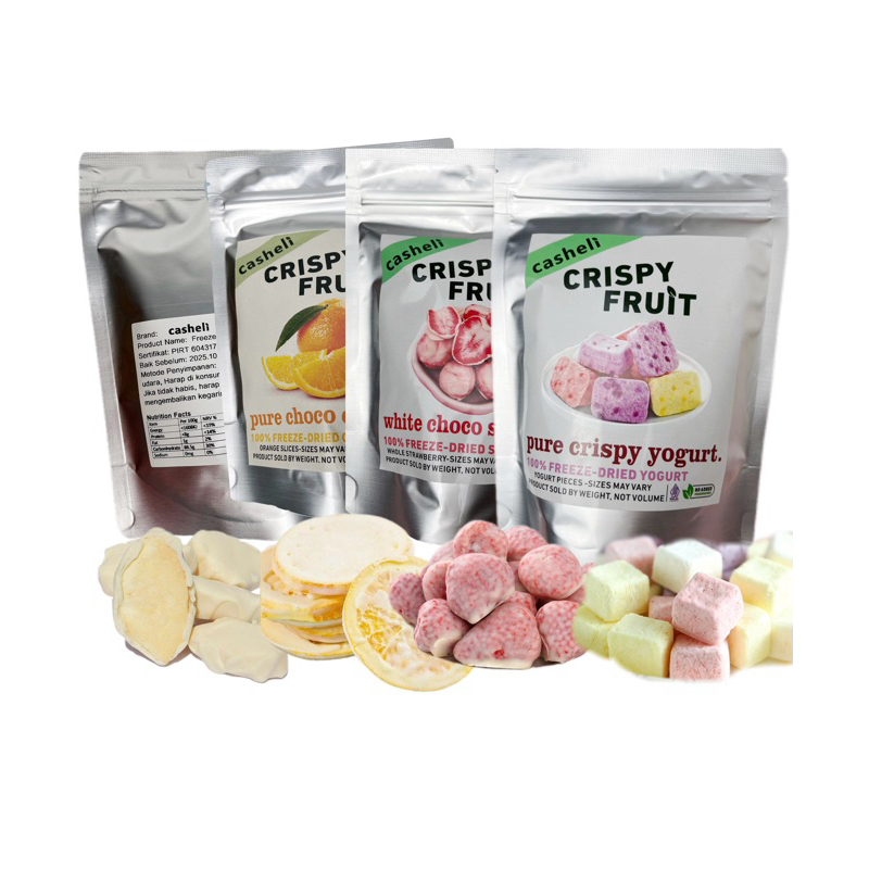 

casheli 200g Bundle of 4 Crispy Freeze-dried Chocolate Coated Orange 50g+Chocolate Coated Apple 50g+ Yogurt 50g+Chocolate Coated Strawberry 50g