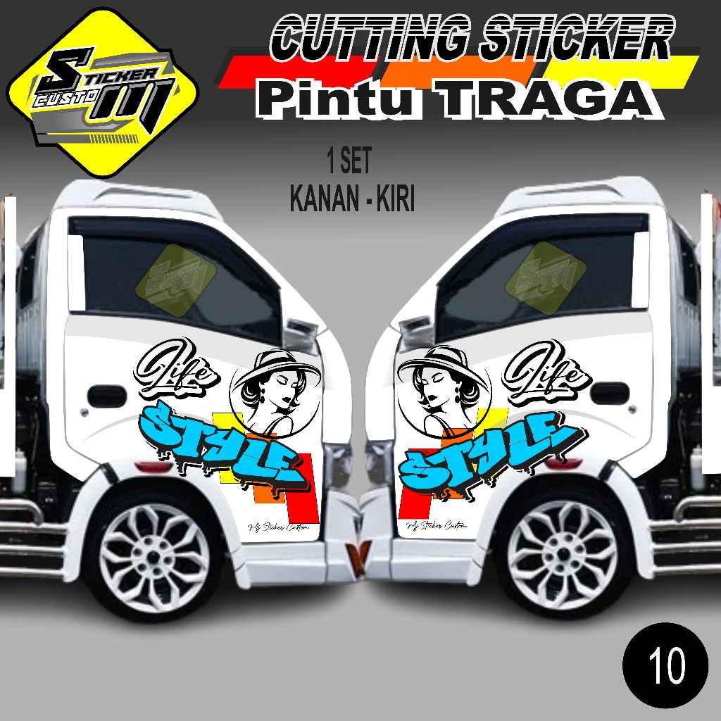 CUTTING STICKER PINTU SAMPING MOBIL PICKUP TRAGA Lifestyle ,ELF DLL SP 10