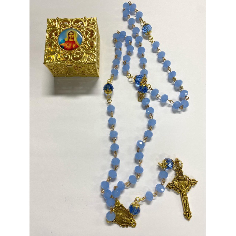 ROSARIO KATOLIK MANIK KRISTAL biru, box random