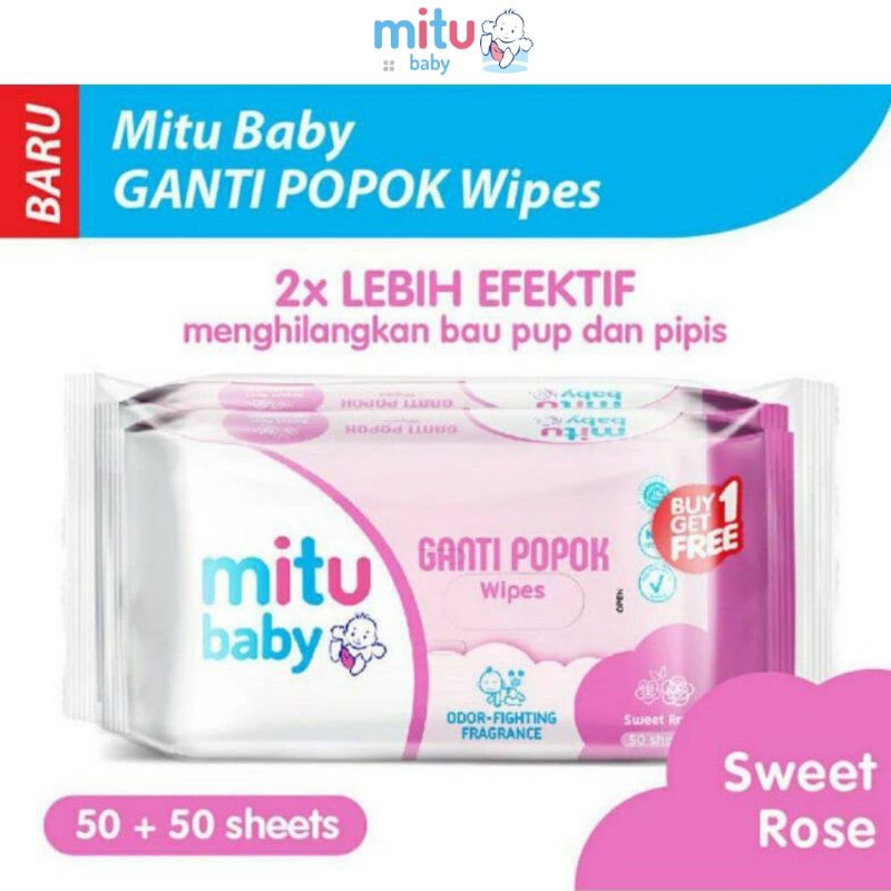 Tisu Basah - Mitu Baby Wipes Ganti Popok Sweet Rose 2pcs