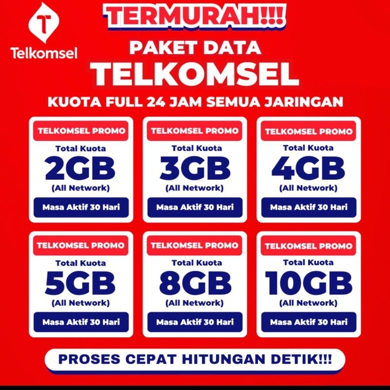 Isi Ulang Paket Data Kuota Internet MURAH Telkomsel  2GB 3GB 5GB 10GB.
