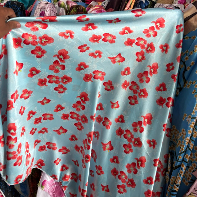 kain satin silk motif - kain silk motif kembang - kain satin motif bunga - kain sutra satin silk - k