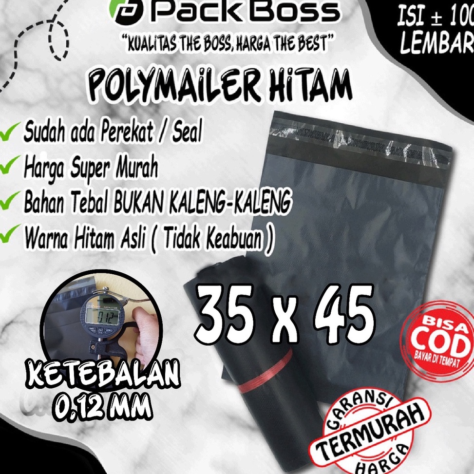 

Sale POLYMAILER HITAM MATTE DOFF 35x45 1 PCS LANGSUNG PABRIK PLASTIK ONLINE SHOP JNE ADA PEREKAT V37