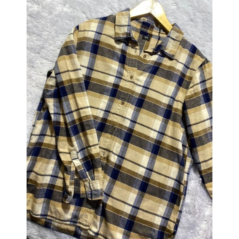 Kemeja Flanel Pria Original Uniqlo