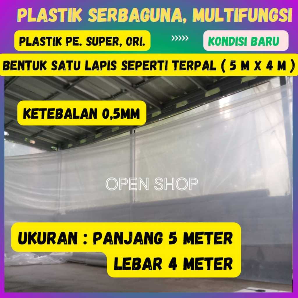 5x4 M. Plastik Serbaguna. Penutup Pelindung Pembungkus furniture, AtapGreen House Peternak Pertanian