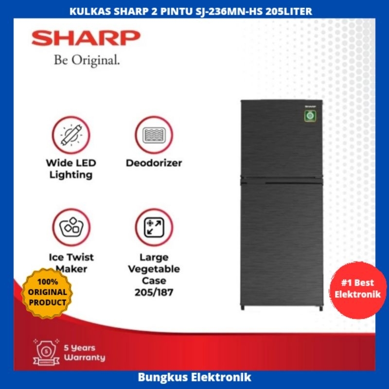 KULKAS SHARP 2 PINTU SJ-236MN GARANSI RESMI 5 TAHUN KULKAS SHARP 2PINTU SJ-236MN-HS