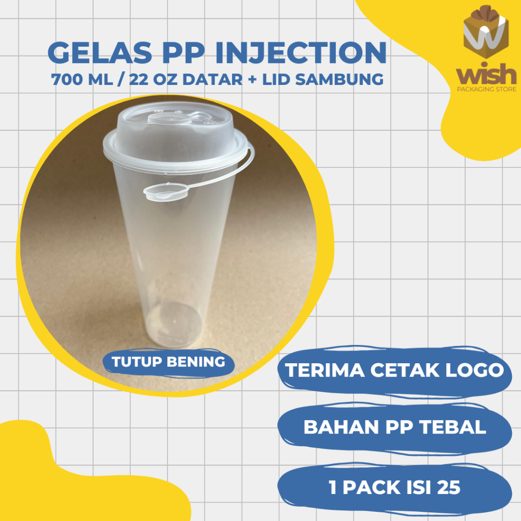 Cup PP Injection / Gelas Plastik 22 oz / (isi 25 pcs) - 22 OZ