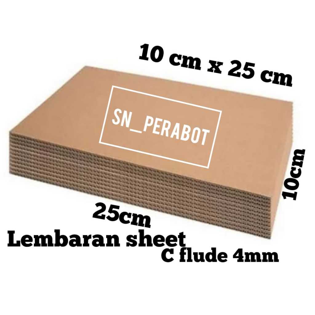 

C-FLUDE 4 MM 10x25CM / 25x10 cm Kardus Karton Lembaran 10 x 25 cm Sheet Single Wall Corrugated C FLUDE 4MM