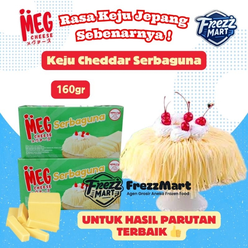 

MEG Cheese Serbaguna 160gr Keju Jepang Olahan Cheddar Parut Batang