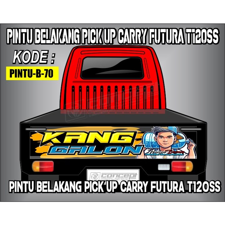 Stiker Decal pintu belakang Mobil Pick Up Futura, stiker pintu belakang
