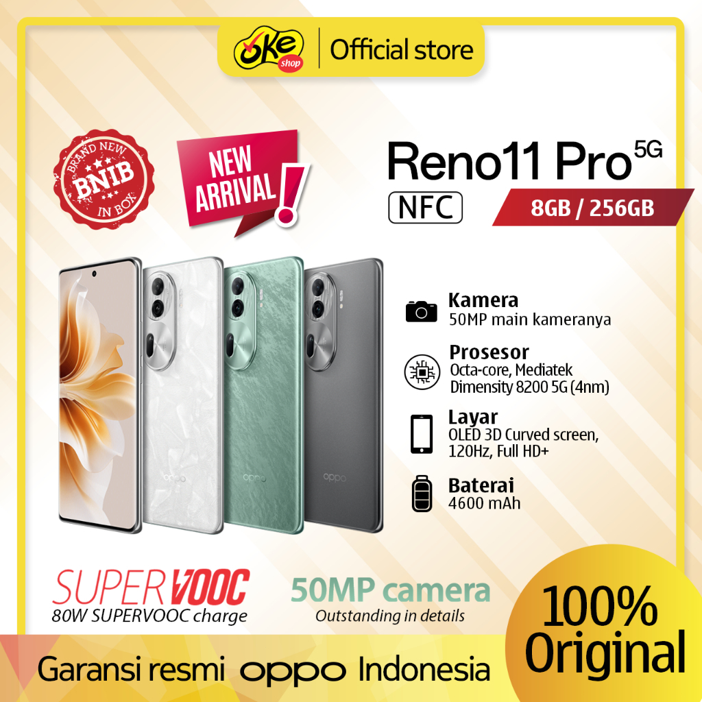 [Bisa COD] HP BARU OPPO RENO11 F | RENO 11pro 5G | RENO11 F 5G 8/256GB - 12/512GB Ram Upto 24GB GARA