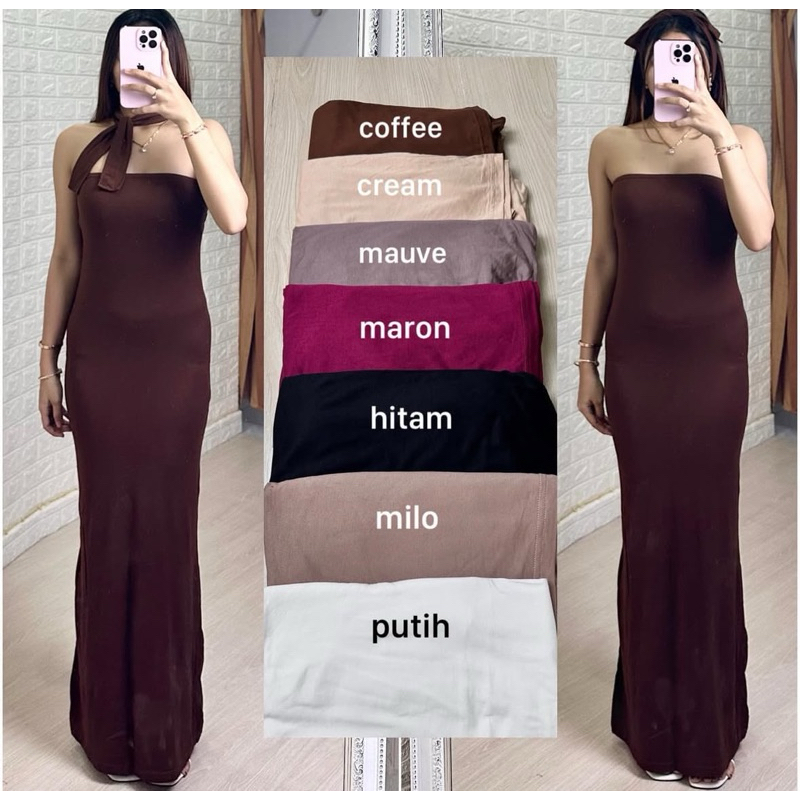 Raline Dress Long Dress Spandek Bodycon Wanita Kekinian Casual Dress Pesta