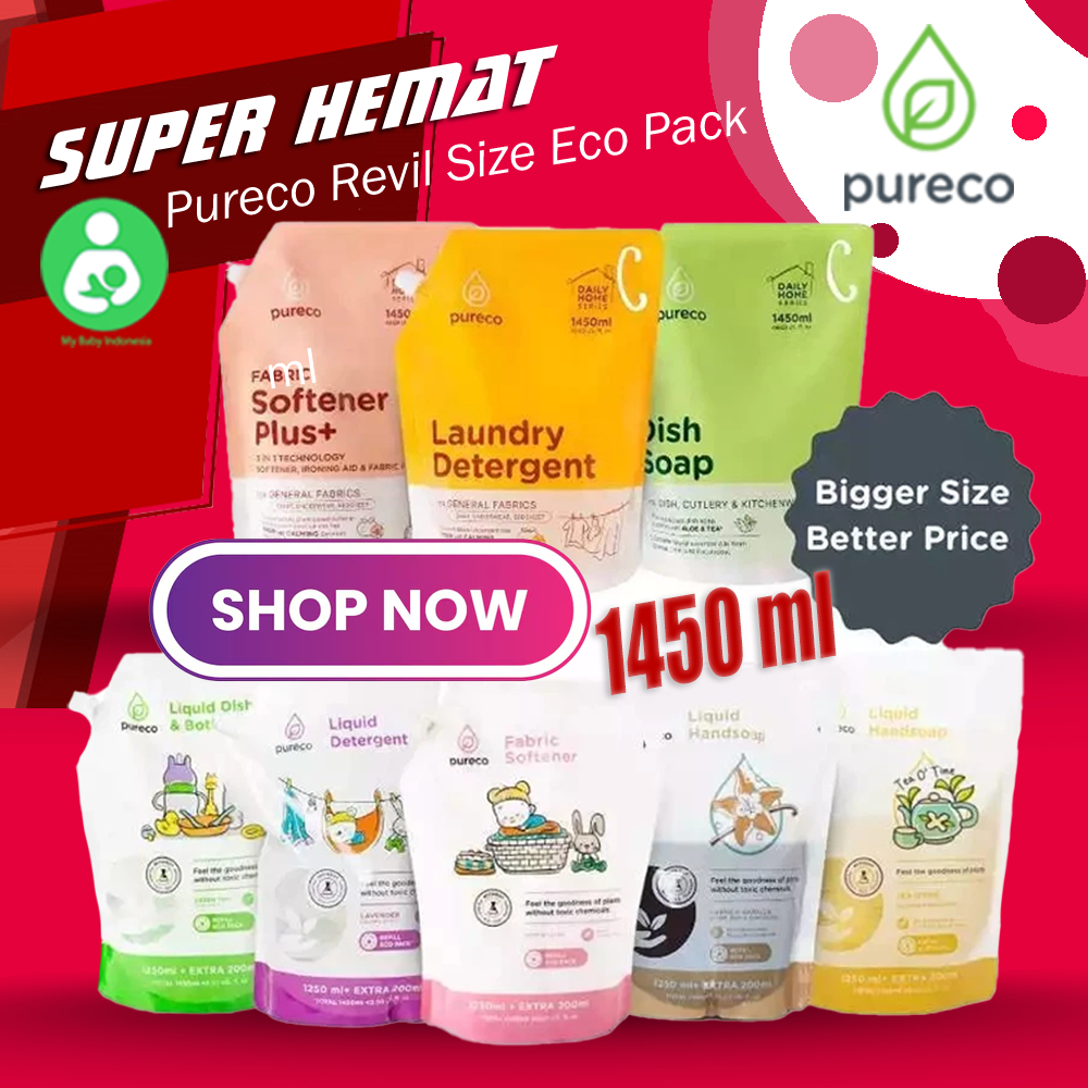 PURECO - PURECO LIQUID DETERGEN / DISHSOAP BOTTLE / SOFTENER REFILL ECO PACK POUCH 1450-ML