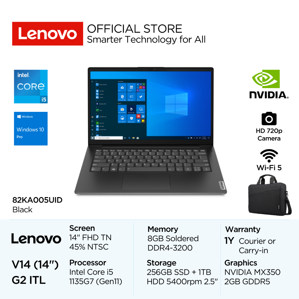 Lenovo V14 G2 ITL Intel Core i5 1135G7 Win10 Pro 8GB 256GB SSD + 1TB HDD 5400rpm 2.5" 14" FHD TN 45%