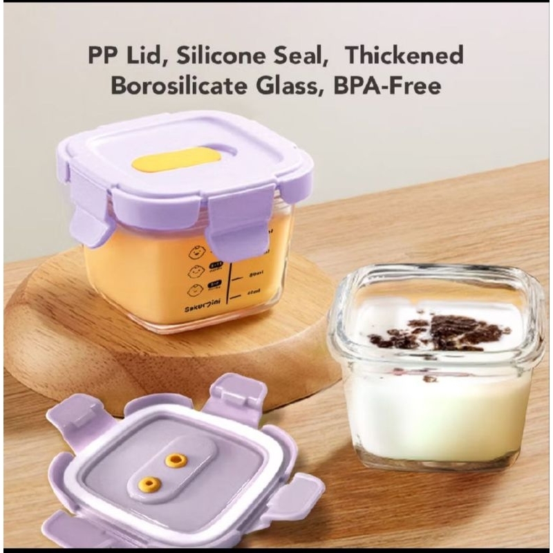 Sakumini Glass Food Container 3in1 storage jar bowl