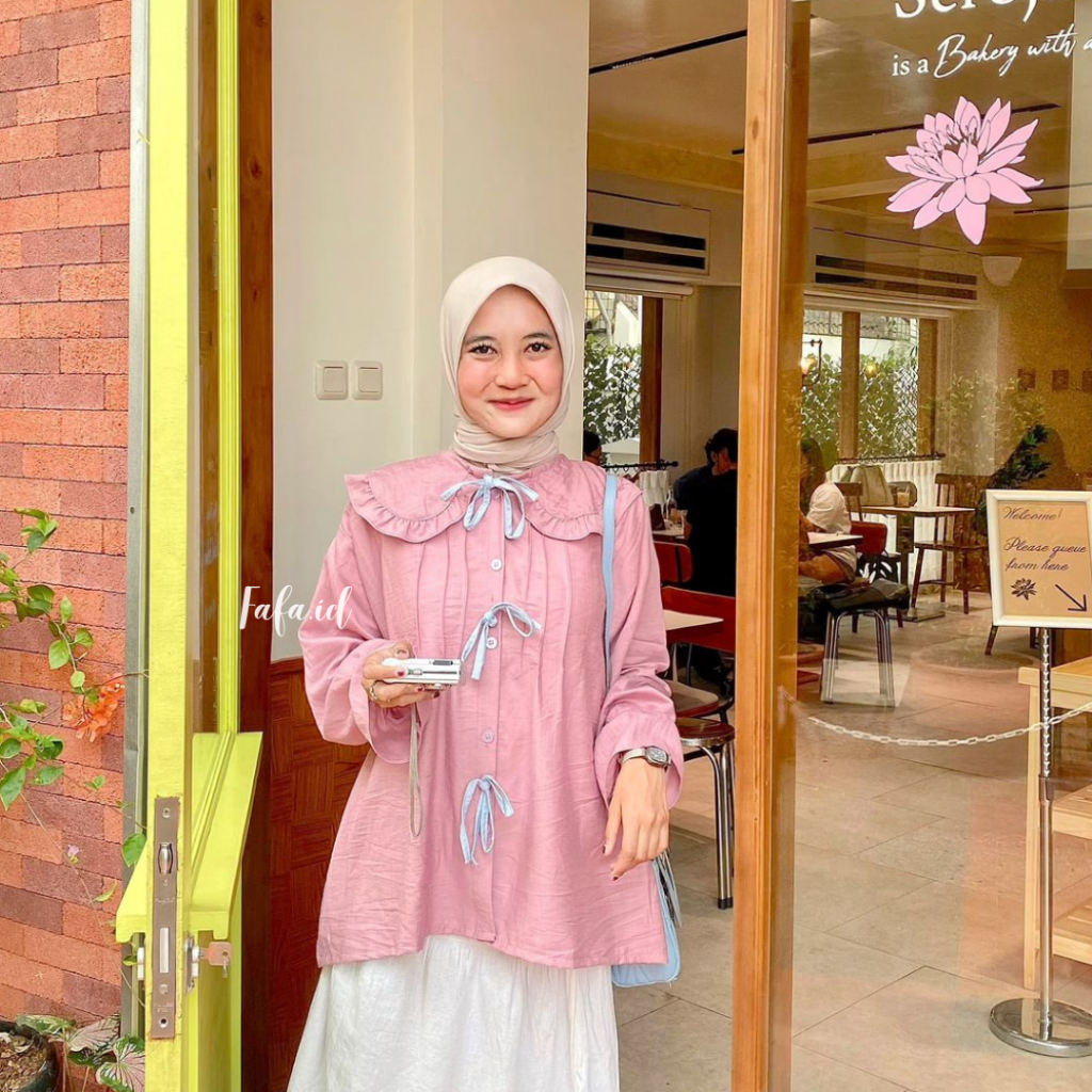 FAFA - NISCALA RIBBON BLOUSE POLO LINEN