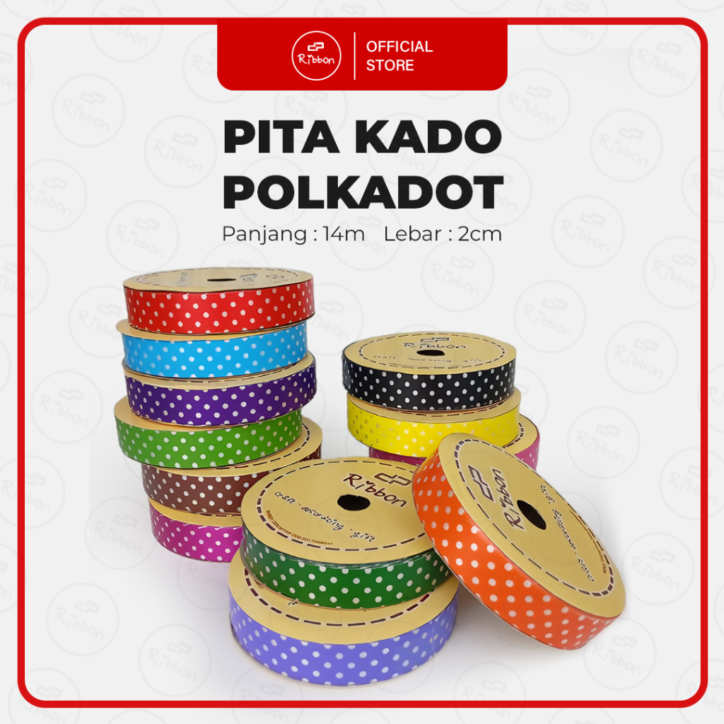 

Pita Kado 2cm Polkadot 3/4" Jepang Ribbon Kertas Plastik Dekorasi 2 cm Hampers 18mm