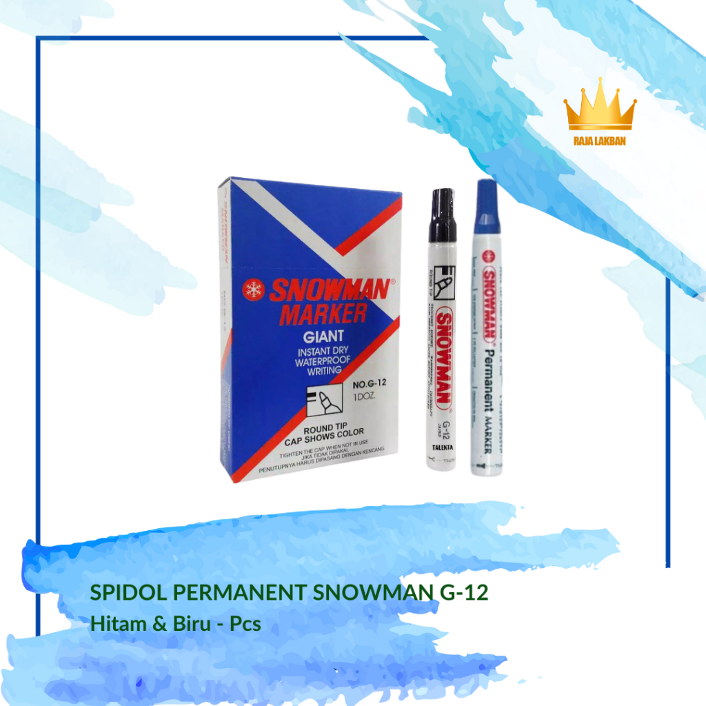 

Spidol Papan Tulis Permanent Snowman G-12/ Hitam/ Biru - Pcs