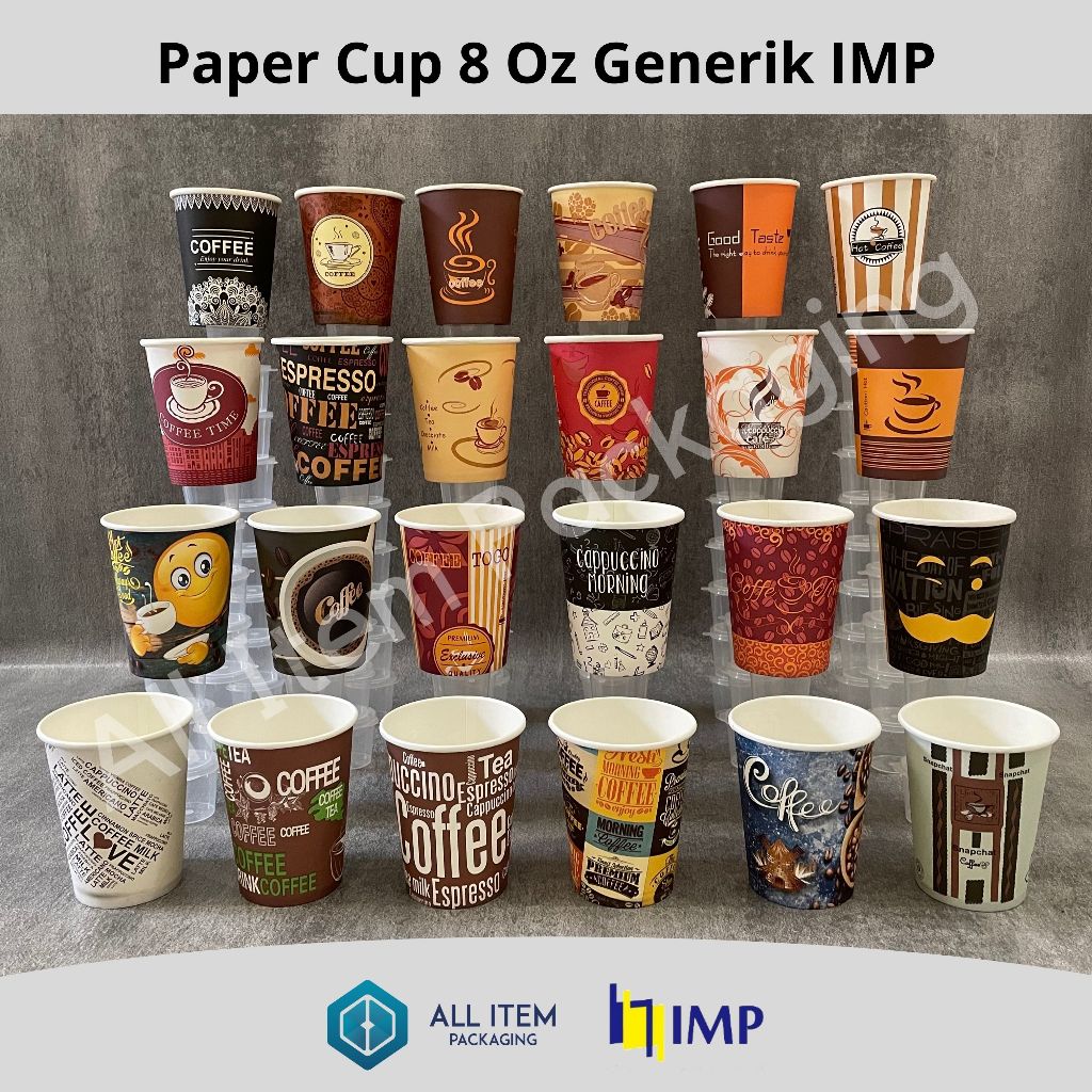 PROMO Paper Cup 8 Oz KOPPU Generik Motif @50 Pcs
