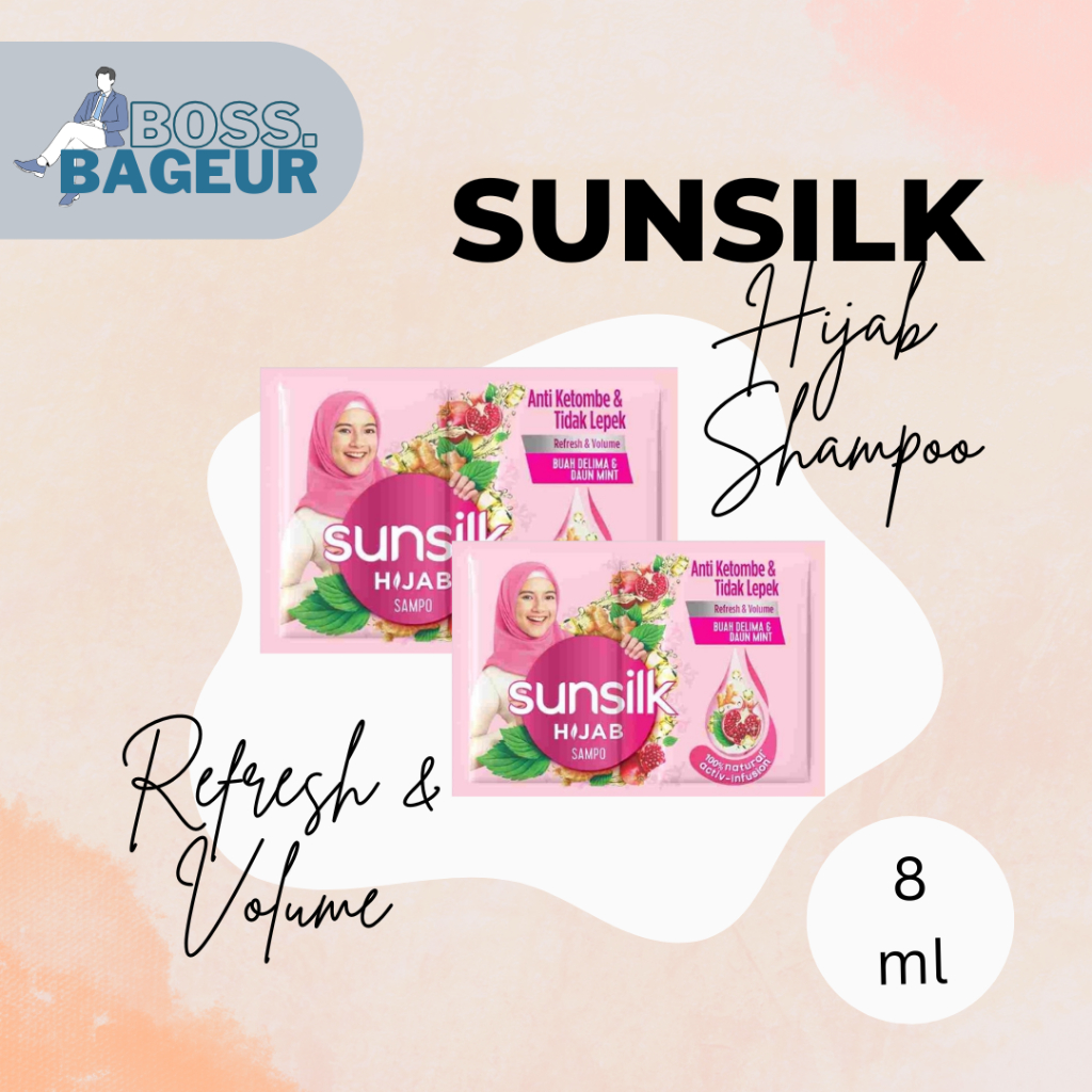 [1 Renteng Isi 12 pcs] Sunsilk Hijab Shampoo Refresh & Volume Sachet 8 ml