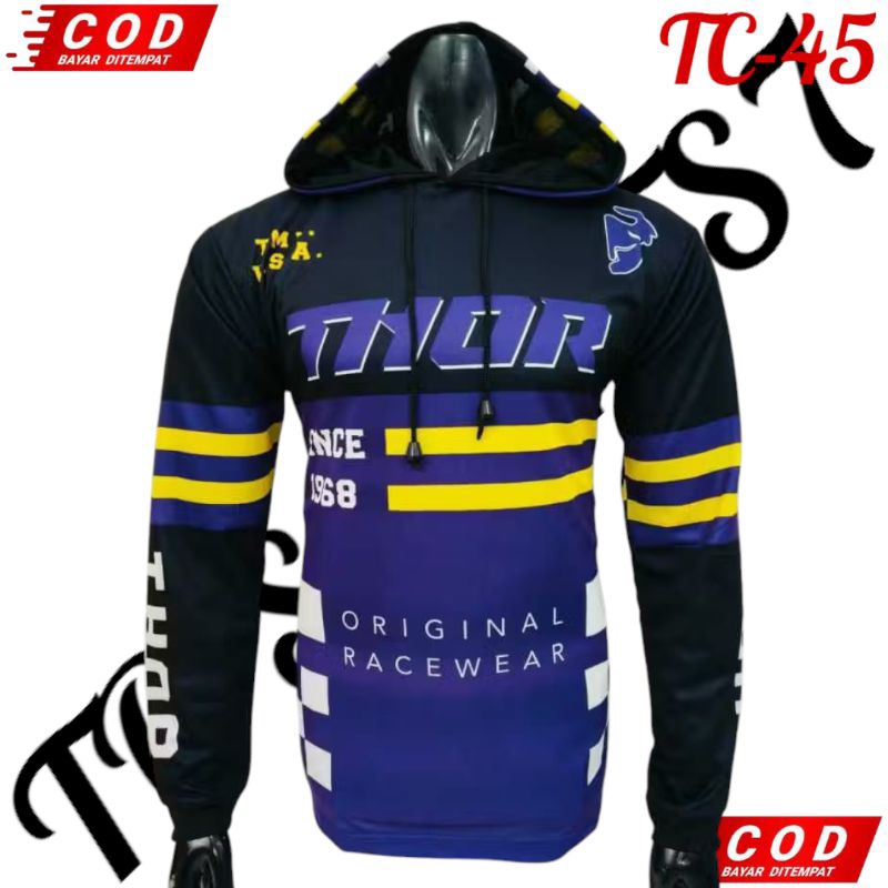 JERSEY HOODIE DEWASA SEPEDA GUNUNG MTB MOTOCROSS TRAIL NEW TERLARIS BERTUDUNG TOPI PRIA LENGAN PANJA