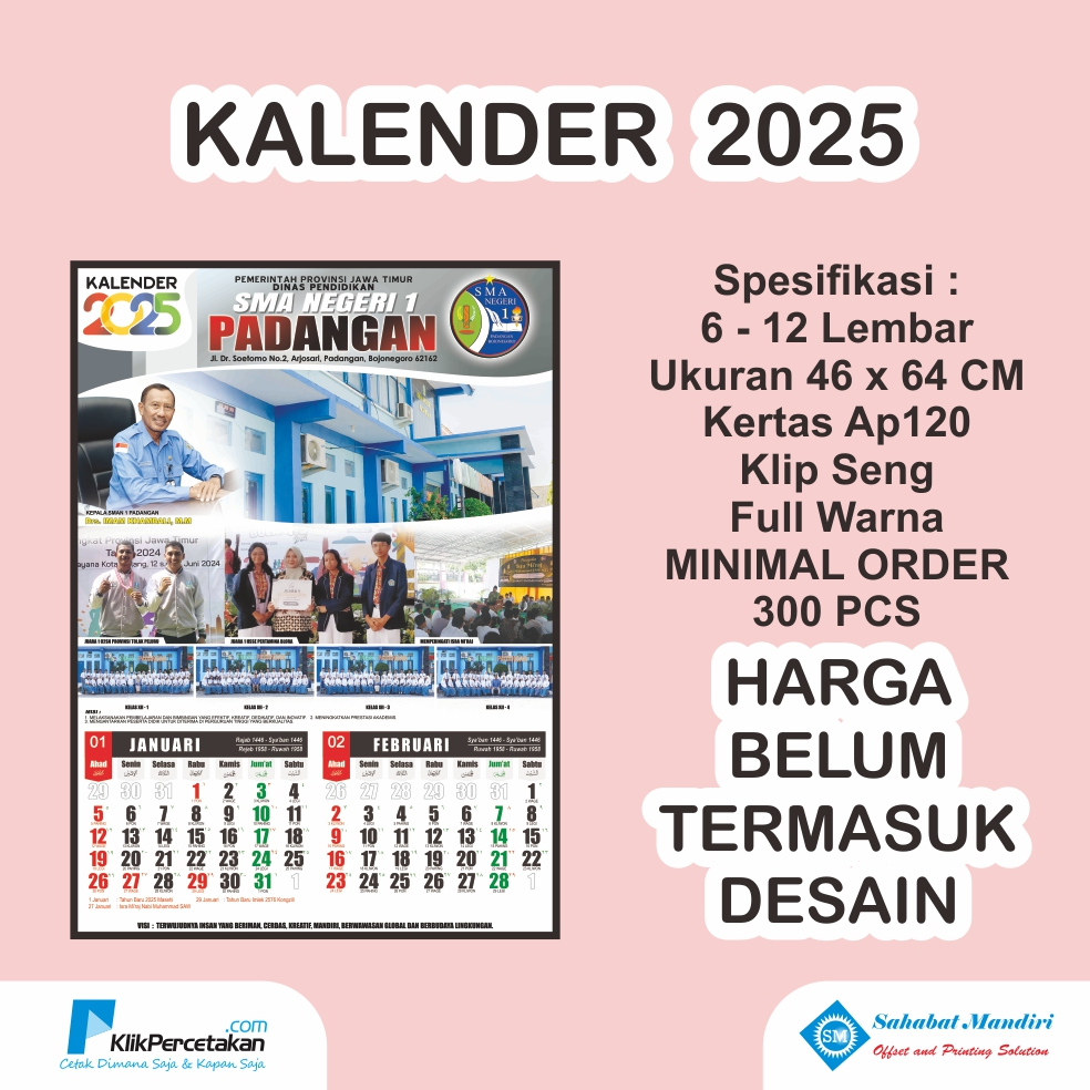 

CETAK KALENDER DINDING 2025 | KALENDER 46X64 | 6 - 12 LEMBAR | KALENDER CUSTOM | KALENDER SATUAN