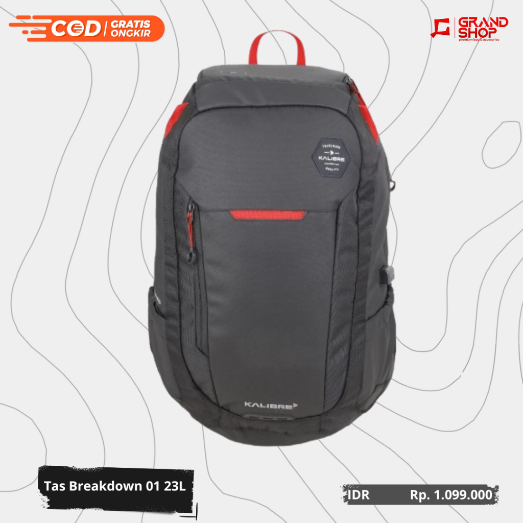 Tas Ransel Pria Backpack Breakdown 01 23 Liter Black-Red 911124019 Kalibre