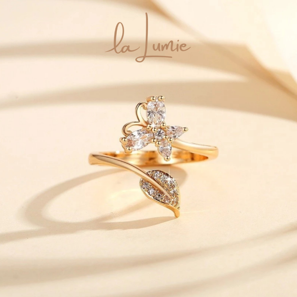 LUMIE Jewelry Cincin Minimalis Elegan Wanita Tidak Mudah Berkarat Titanium Zirkon Perhiasan Tidak Ka