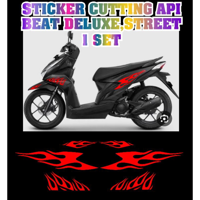 stiker cutting sticker variasi api bodi motor beat street,deluxe tahun 2020,2021,2022,2023