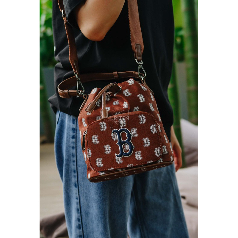 MLB Korea B Monogram Bucket Bag Brown Original