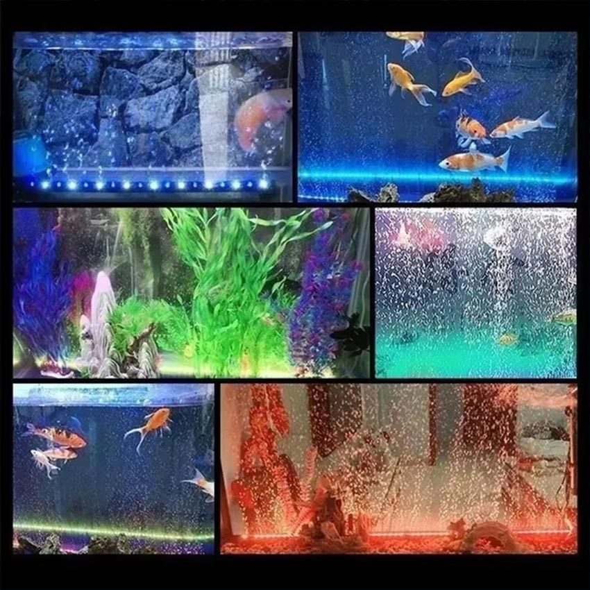 Lampu Celup Aquarium Dekorasi Aquascape Tahan Air LED Lampu Gelembung Aerator Oksigen Udara Aquarium