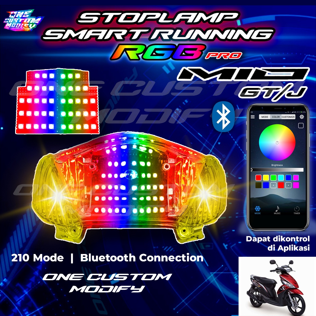Stoplamp Running RGB Mio J - GT Smart Pro Bluetooth Lampu LED Rem Belakang Variasi One Custom Modify