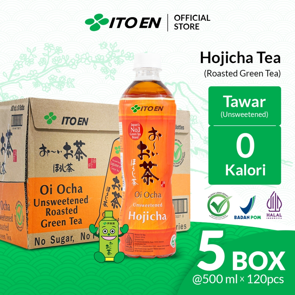 

5 Box ITO EN Hojicha Roasted Green Tea No Sugar 500ml isi 120 pcs