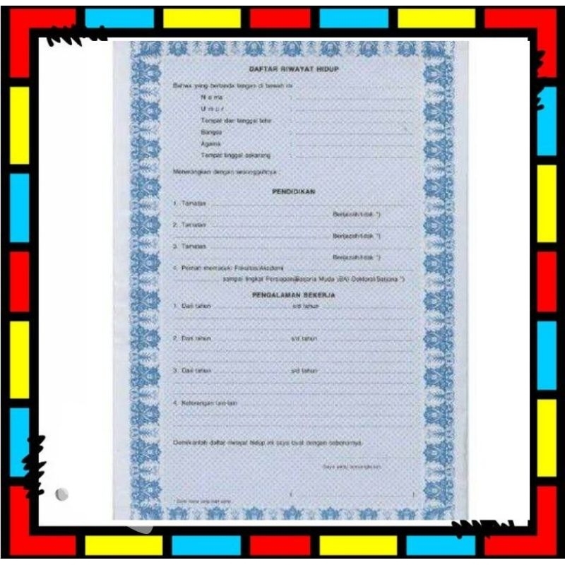 

Daftar Riwayat Hidup 1pk isi 100 lembar