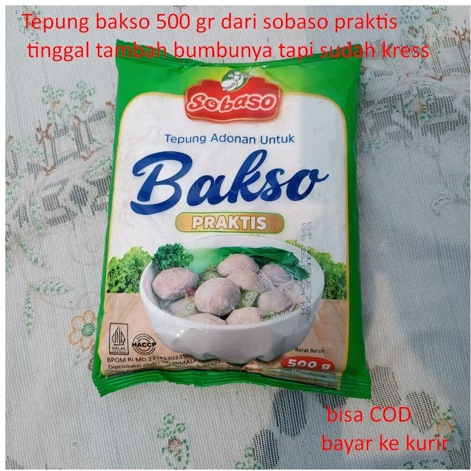 

Tepung bakso 500 gr dari sobaso praktis tinggal tambah bumbunya tapi sudah kress