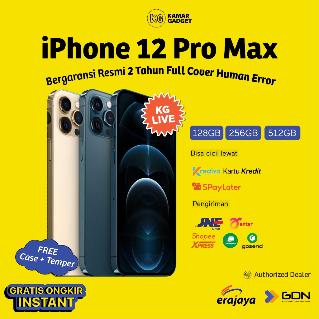 (KG LIVE) iPhone 12 Pro Max Second Seken iBox | New Baru Garansi Resmi 128GB 256GB 256GB Graphite Pa