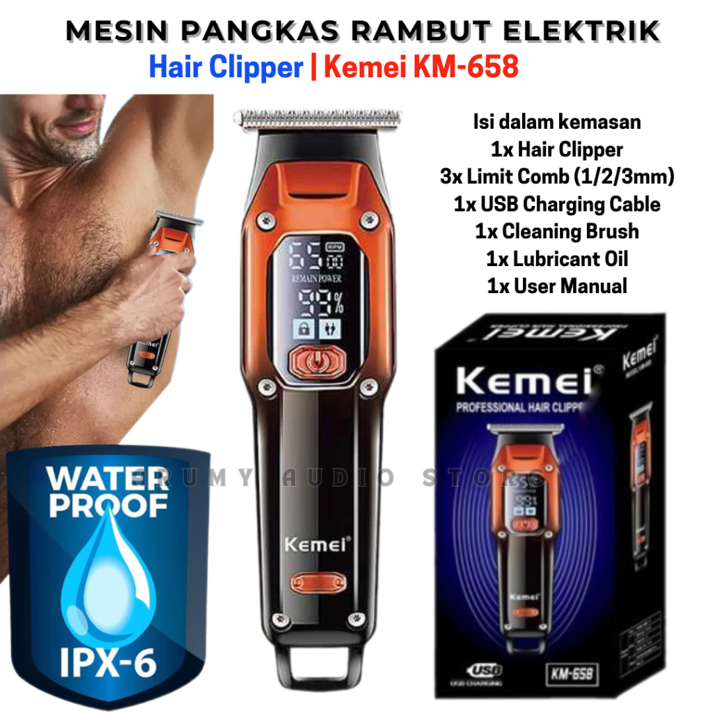 Alat Cukur Rambut Km 658 Kemei Hair Trimmer Cukur Kumis Jenggot Km-658 Kemei 658 | Mesin Pangkas Ram