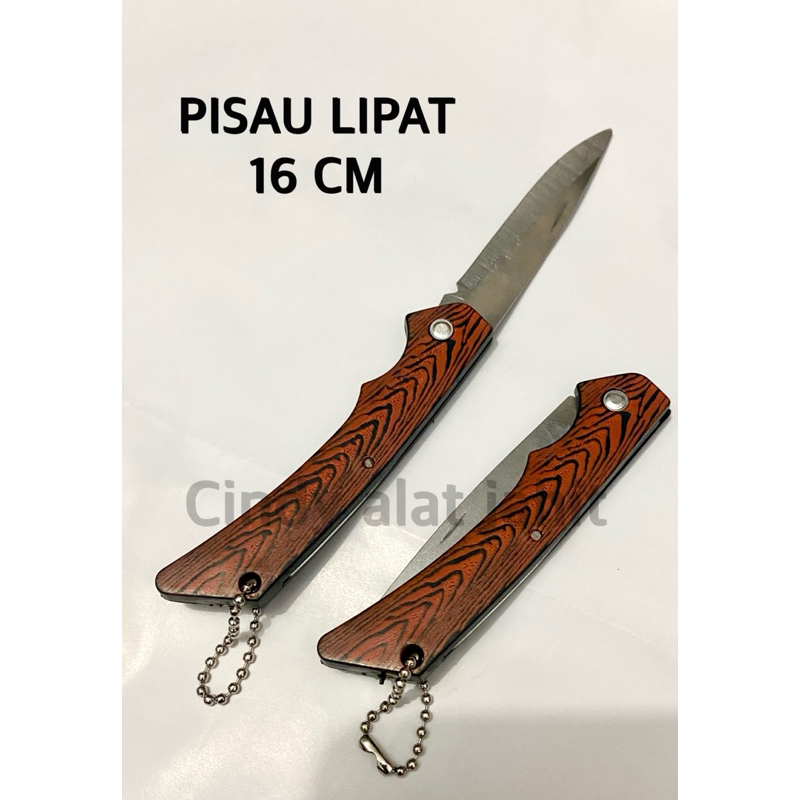 ￼Pisau Lipat Motif Kayu 16 CM / Pisau kayu tajam lipat / Pisau serbaguna