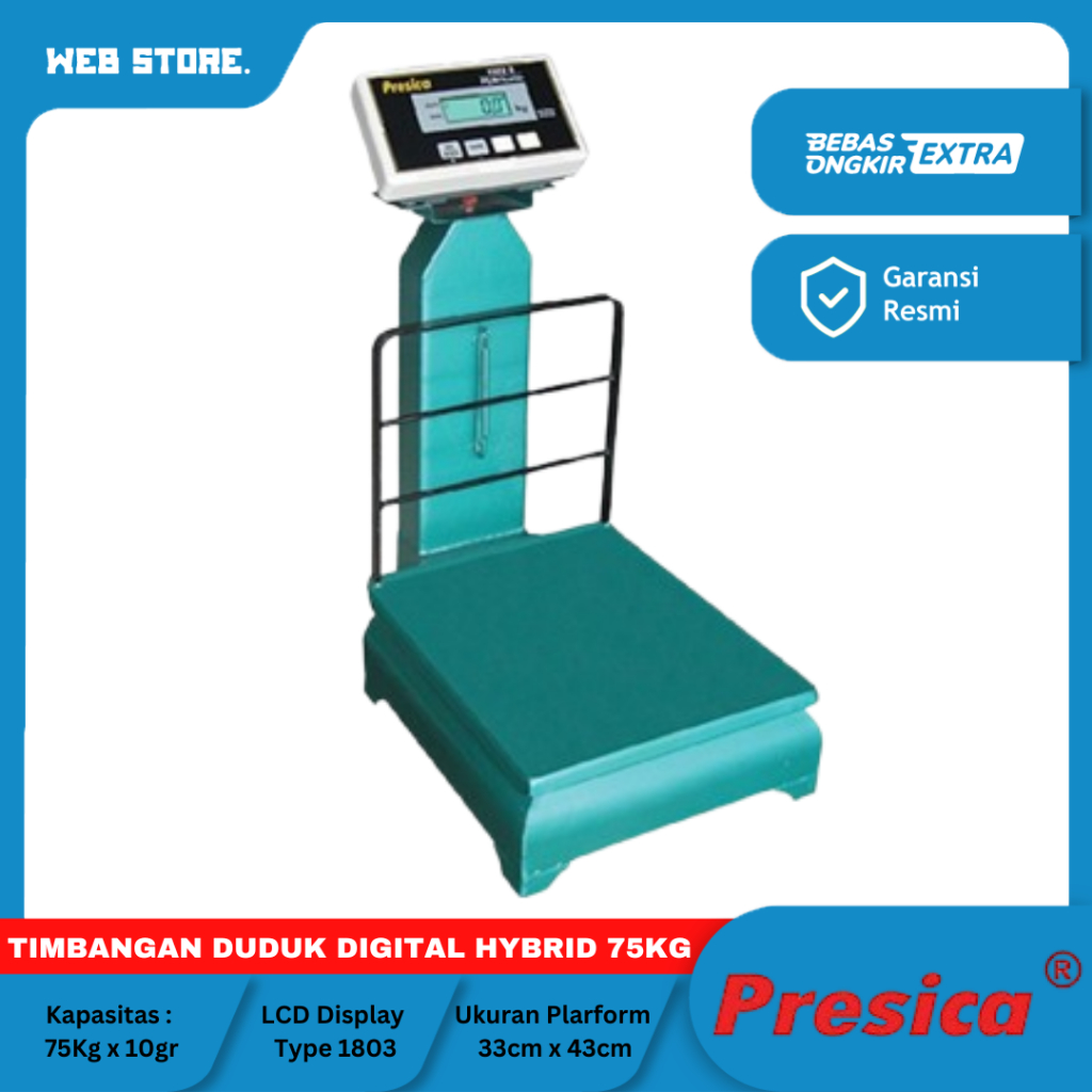 Timbangan Duduk Digital Hybrid Lantai Barang Mekanik Presica 75Kg Pagar
