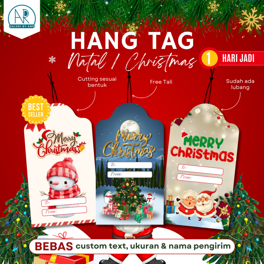 

D81 Hang Tag Natal Christmas Pola D Custom | Hangtag merry christmas and happy new year kartu ucapan greeting card natal santa claus gantungan souvenir goodie bag hampers merry xmas free custom free tali