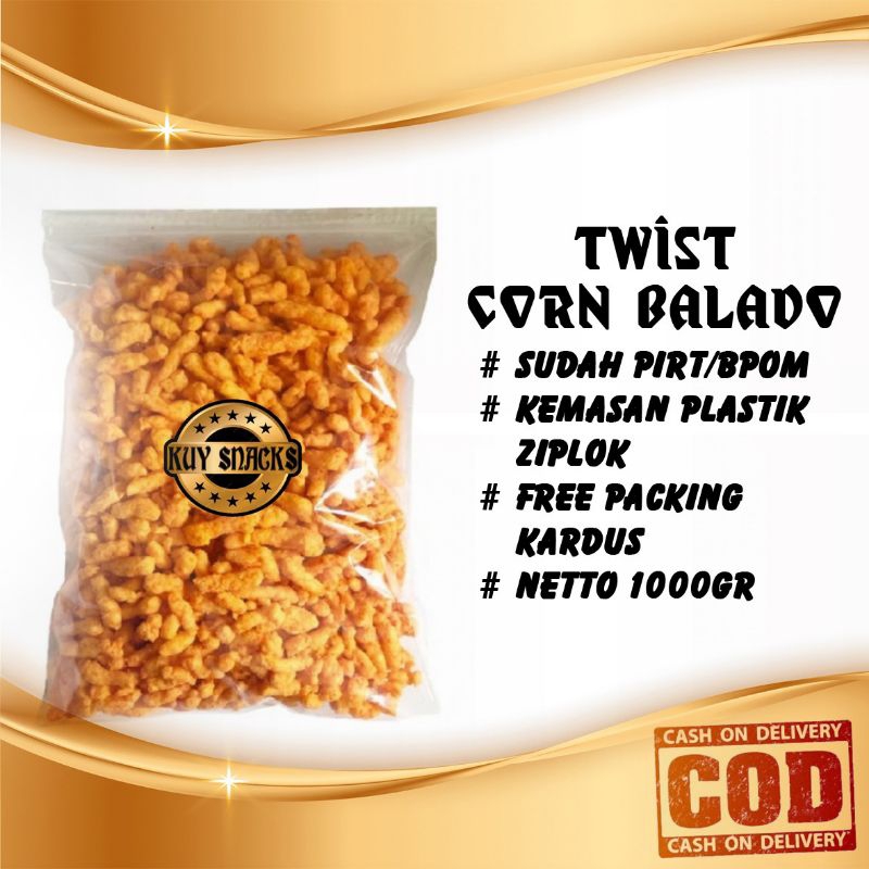 

{Kuy snacks} Twist Corn Balado Harga Grosir Dan Sangat Memuaskan Berat Kemasan 500gr Dan 1000gr