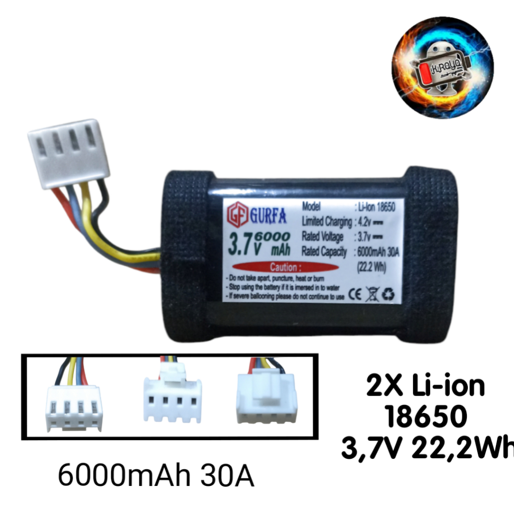 Baterai JBL / Baterai Speaker 2X Li-ion 18650 6000mAh 30A 3,7V 22,2Wh BMS 1S 3A