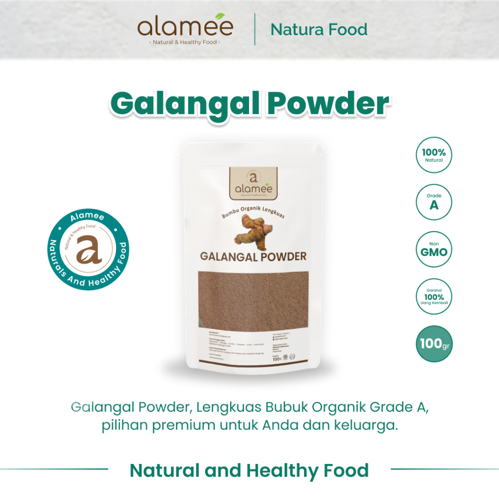 

ALAMEE Lengkuas Bubuk Bumbu Dapur Organik Galangal Powder Murni Asli Seasoning 100 Gram